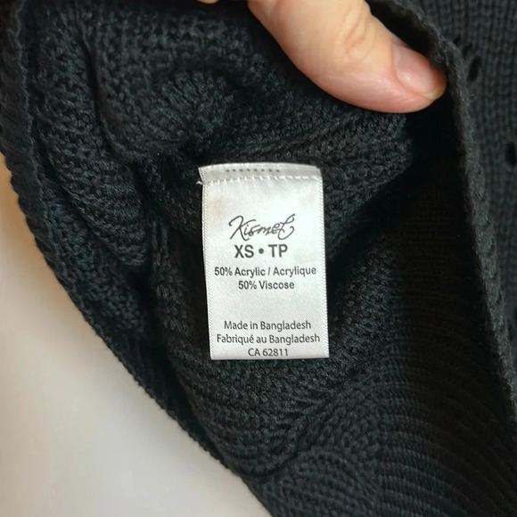 Kismet black open knit sweater 3/4 length  sleeves - Picture 7 of 9